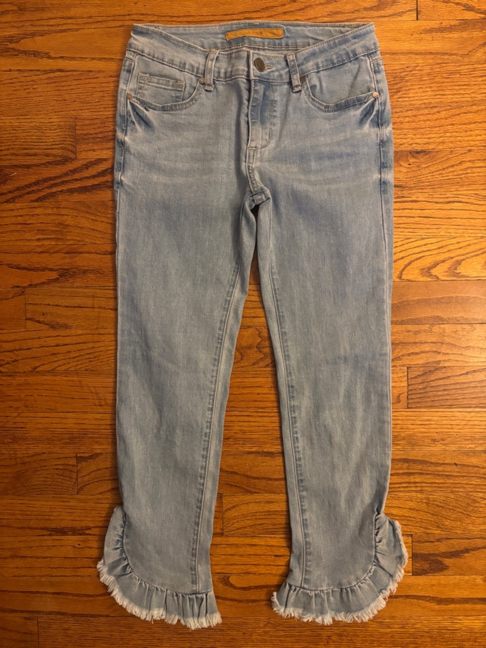 Joe's Jeans Light Wash Ruffle-Hem Cropped Jeans